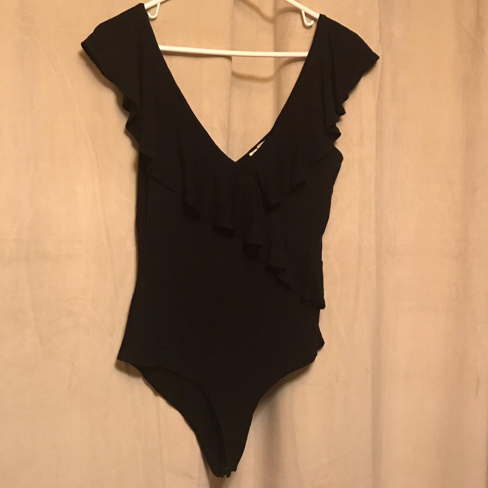 Black Ruffle Body Suit